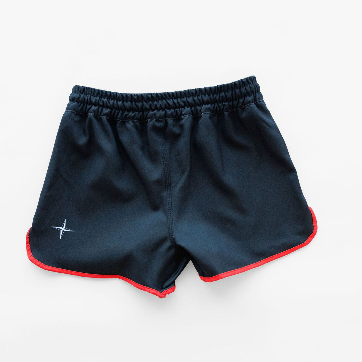 L* Shorts With Red Trim.